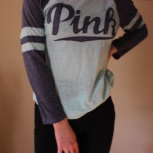 Pink Victoria Secret baseball tee style